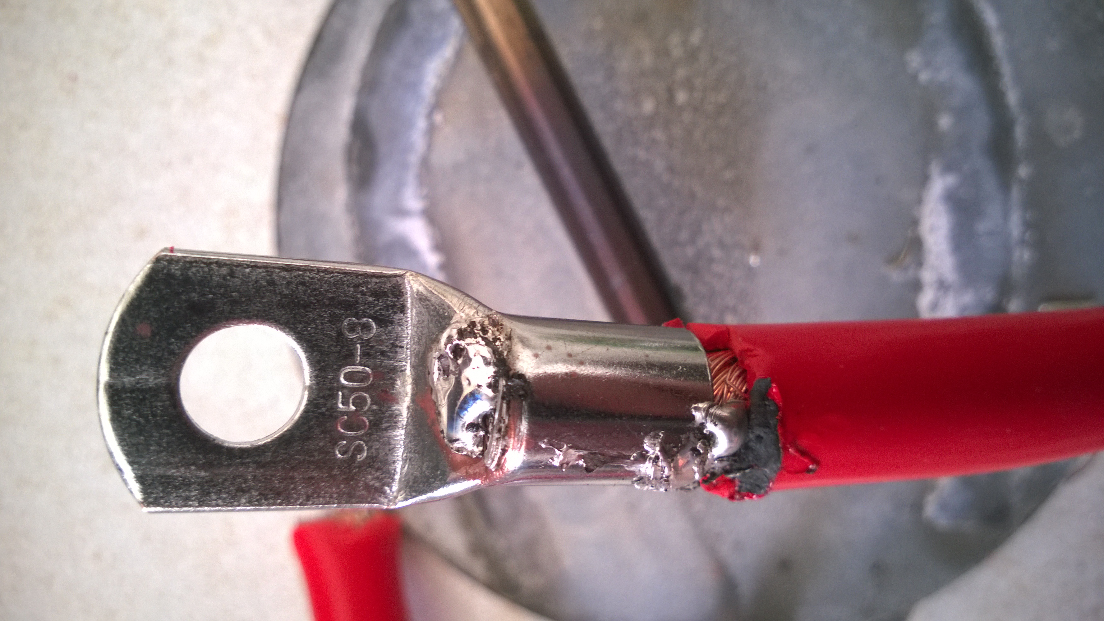 Soudure d'une cosse de puissance pour le prototype ArcPower.